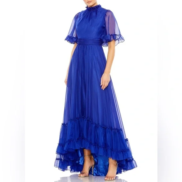 Mac Duggal || Ruffled High Neckline Tiered Dress - Picture 1 of 5